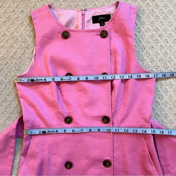 SOLD J CREW Linen Blend Double Breasted Belted Pink Dress Pockets Size 6 - Picture 7 of 11